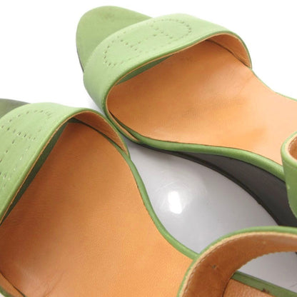 Hermes Sandals Wedge Sole Logo Strap Leather 36 Green — view 8
