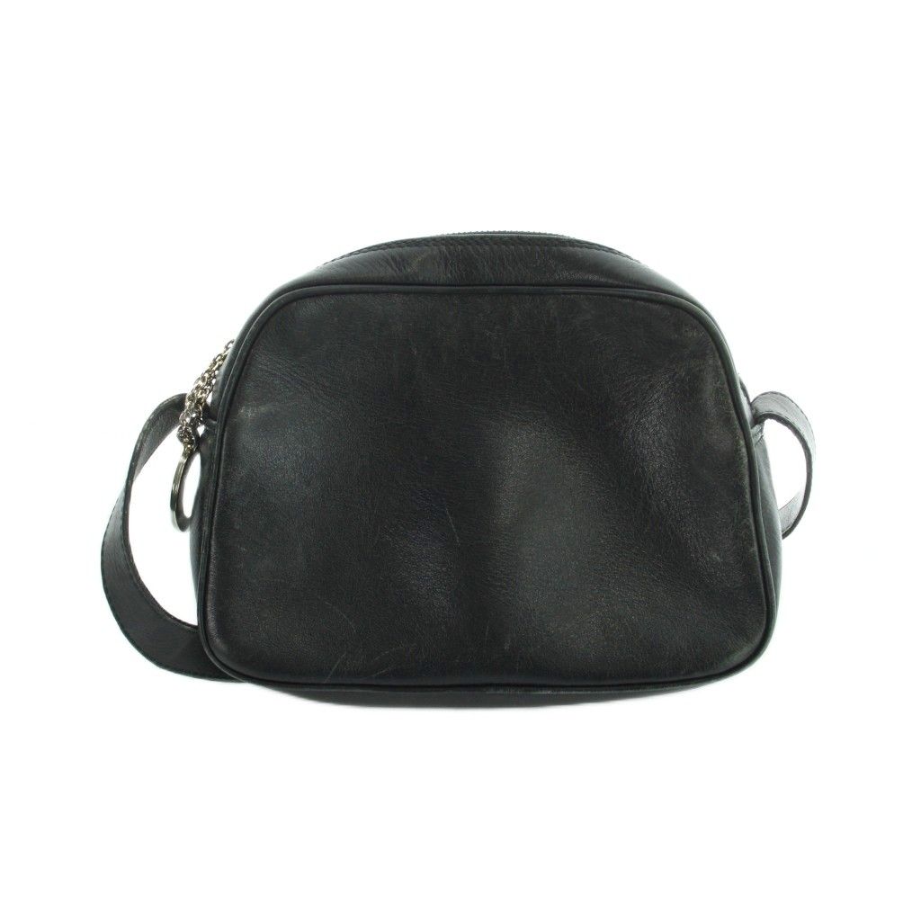 Celine Vintage Shoulder Bag Crossbody Leather Logo Black