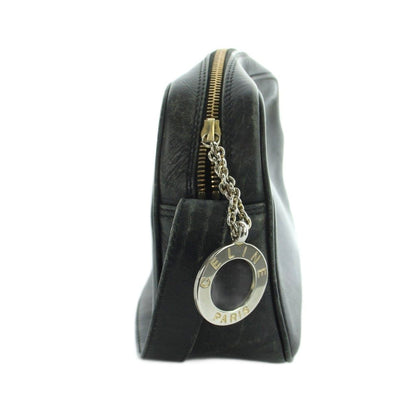 Celine Vintage Shoulder Bag Crossbody Leather Logo Black — view 3