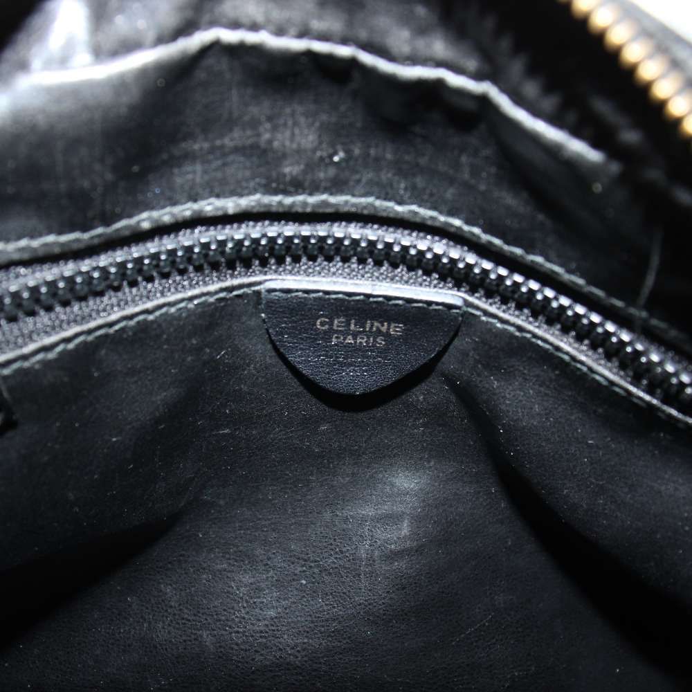 Celine Vintage Shoulder Bag Crossbody Leather Logo Black — view 5