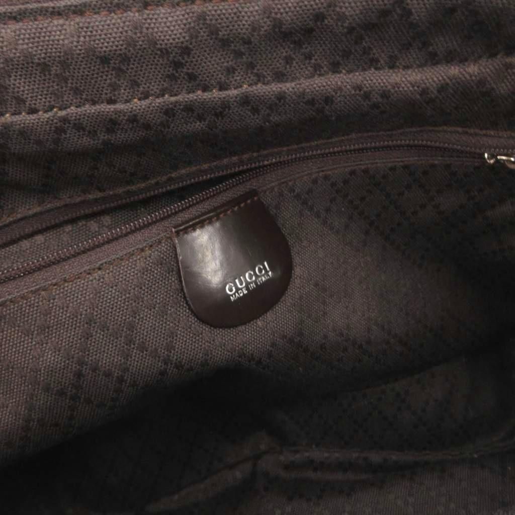 Gucci Bamb Shoulder Bag Hand 2-Way Crossbody Leather Nylon Trim Brown — view 7