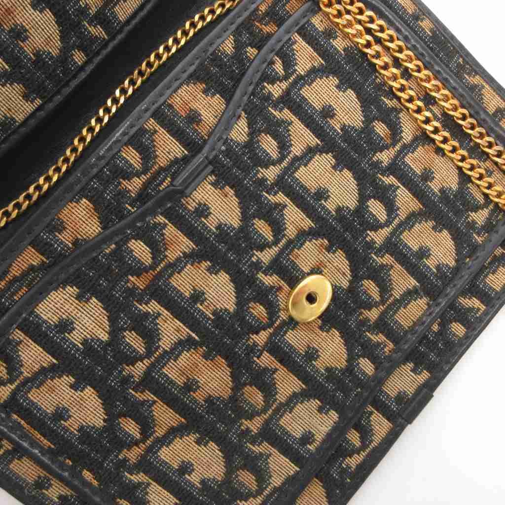 Dior Shoulder Bag Pouch Trotter CD Logo Chain Strap Navy Beige — view 9