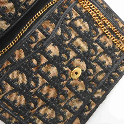 Dior Shoulder Bag Pouch Trotter CD Logo Chain Strap Navy Beige — view 9