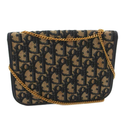 Dior Shoulder Bag Pouch Trotter CD Logo Chain Strap Navy Beige — view 2