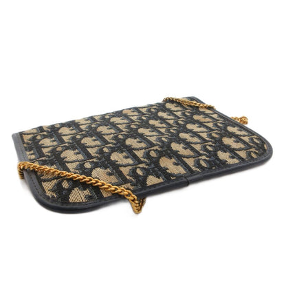 Dior Shoulder Bag Pouch Trotter CD Logo Chain Strap Navy Beige — view 4