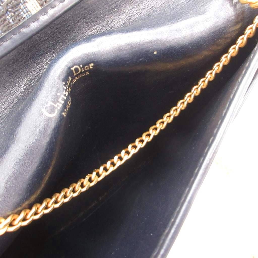 Dior Shoulder Bag Pouch Trotter CD Logo Chain Strap Navy Beige — view 6