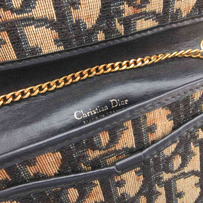 Dior Shoulder Bag Pouch Trotter CD Logo Chain Strap Navy Beige — view 7