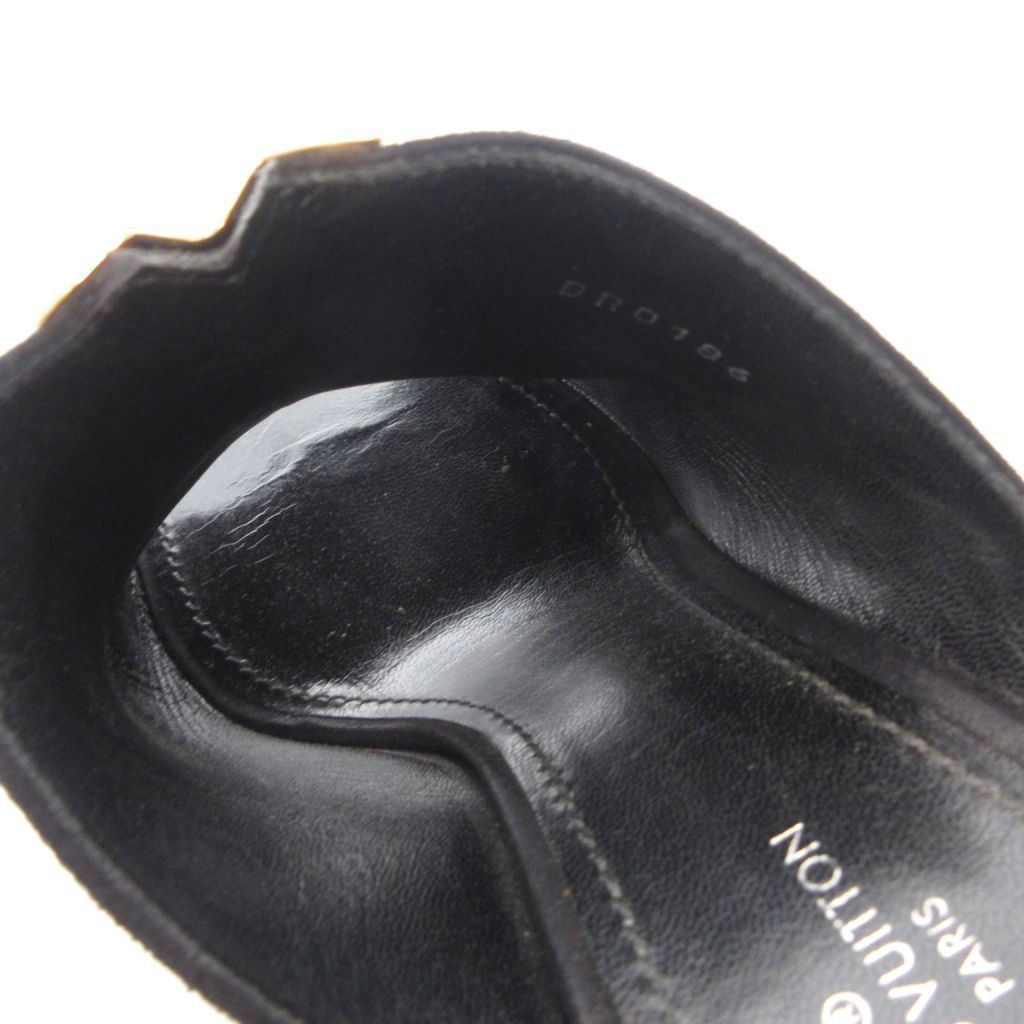Louis Vuitton Sandals Suede Chanki Heels Gold Open Toe 37 Black — view 8