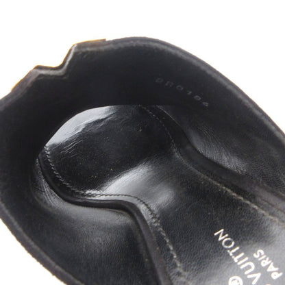 Louis Vuitton Sandals Suede Chanki Heels Gold Open Toe 37 Black — view 8