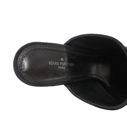 Louis Vuitton Sandals Suede Chanki Heels Gold Open Toe 37 Black — view 7