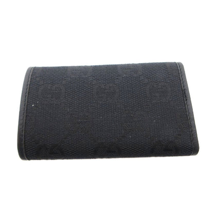 Gucci Key Case 6 Consecutive GG Pattern Canvas Leather Logo Plate Black Key — view 2