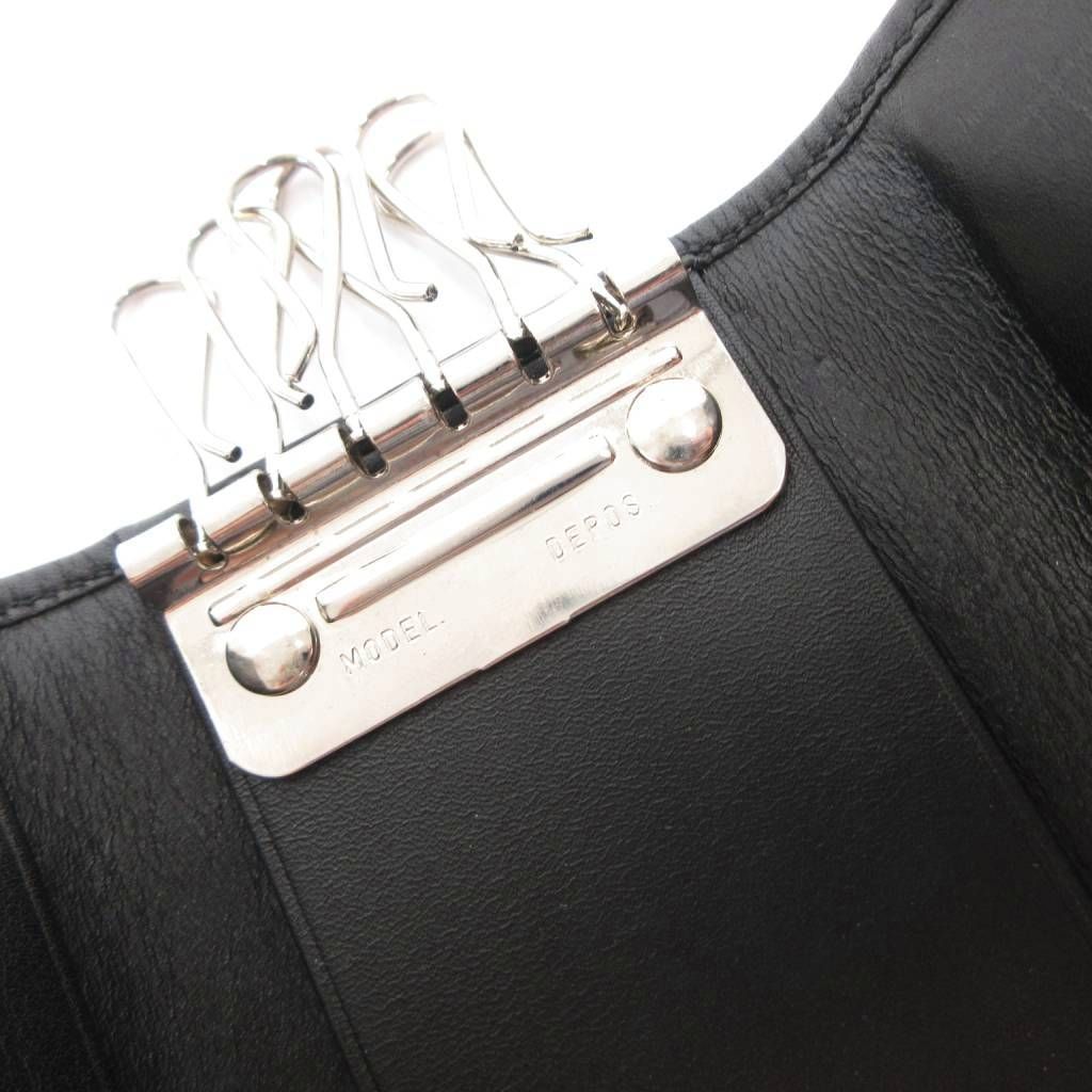 Gucci Key Case 6 Consecutive GG Pattern Canvas Leather Logo Plate Black Key — view 5