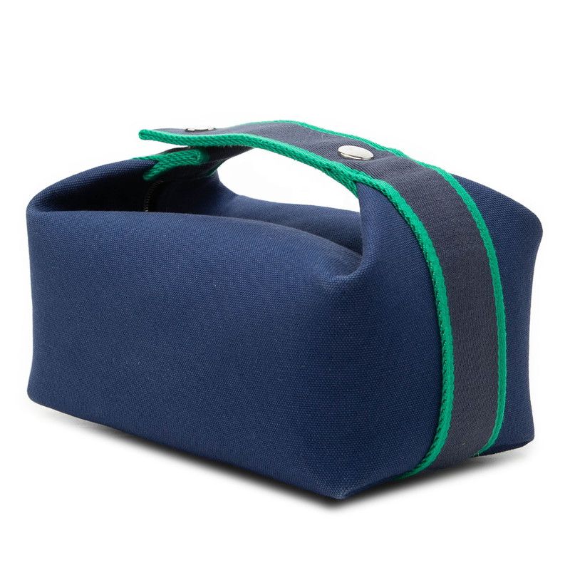Hermes Bride-a-Brac PM Handbag Navy Green Cotton — view 2