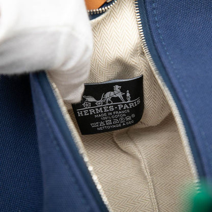 Hermes Bride-a-Brac PM Handbag Navy Green Cotton — view 5