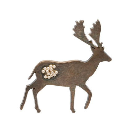 Chanel CC Logo Reindeer Brooch Gold Plated Faux Pearl