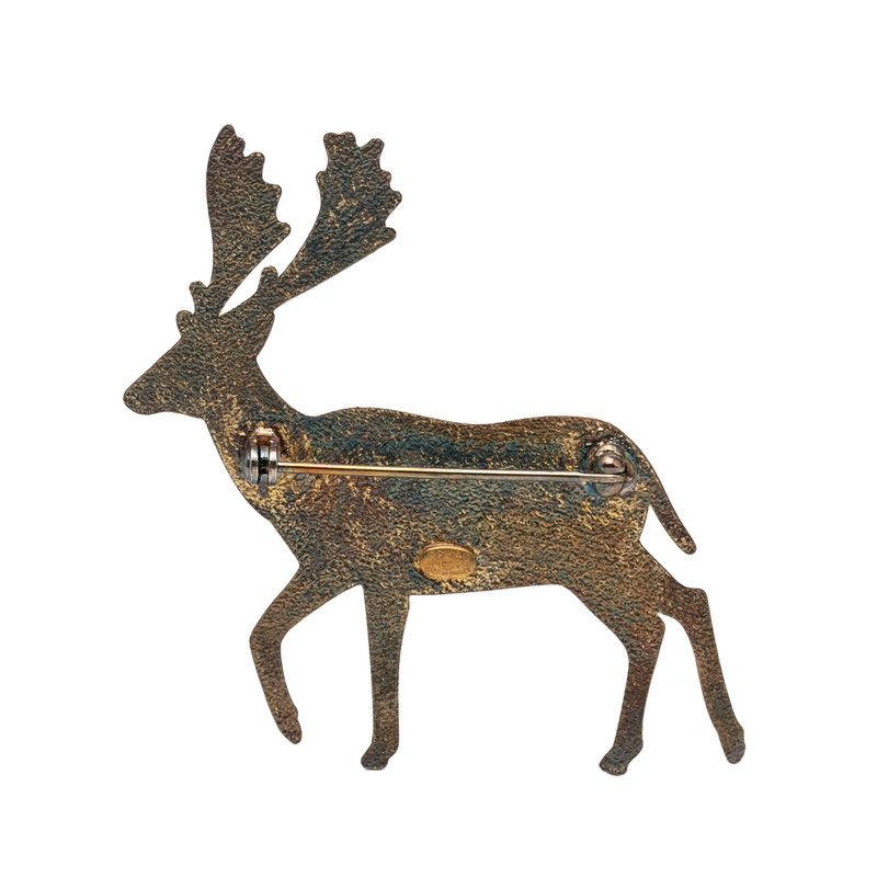 Chanel CC Logo Reindeer Brooch Gold Plated Faux Pearl — view 2