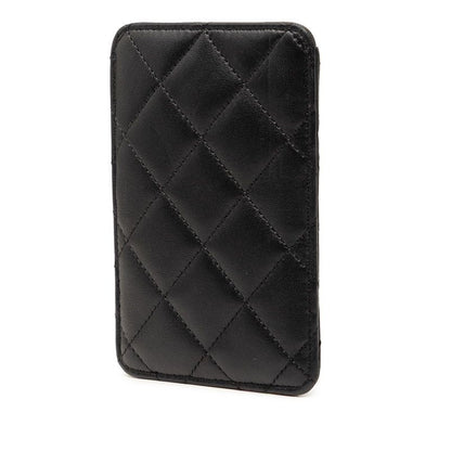 Chanel CC Logo Quilted Set Era Pass Case Black Lambskin Shoulder Bag — view 2