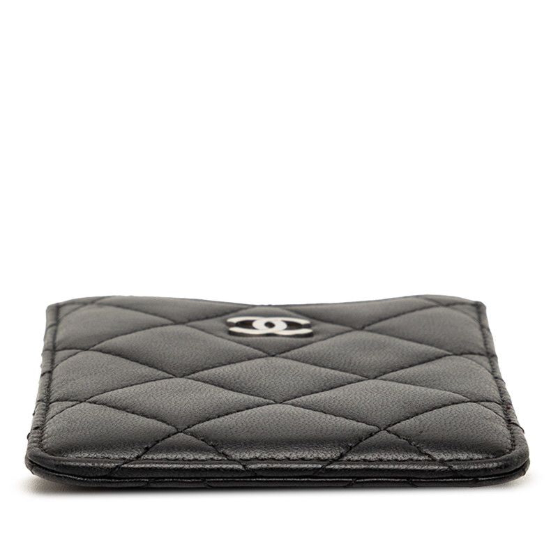 Chanel CC Logo Quilted Set Era Pass Case Black Lambskin Shoulder Bag — view 3