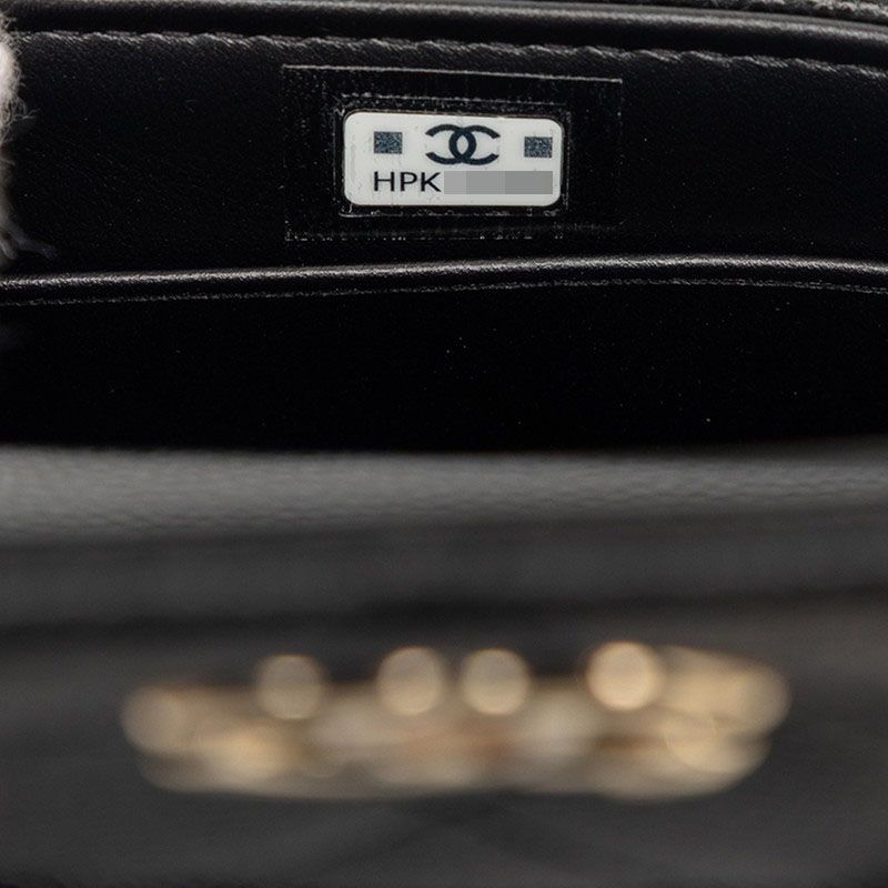 Chanel Quilted Coco Handle Micro Chain Shoulder Bag 2-Way Black Caviar Leather — view 6
