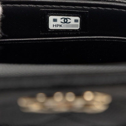 Chanel Quilted Coco Handle Micro Chain Shoulder Bag 2-Way Black Caviar Leather — view 6
