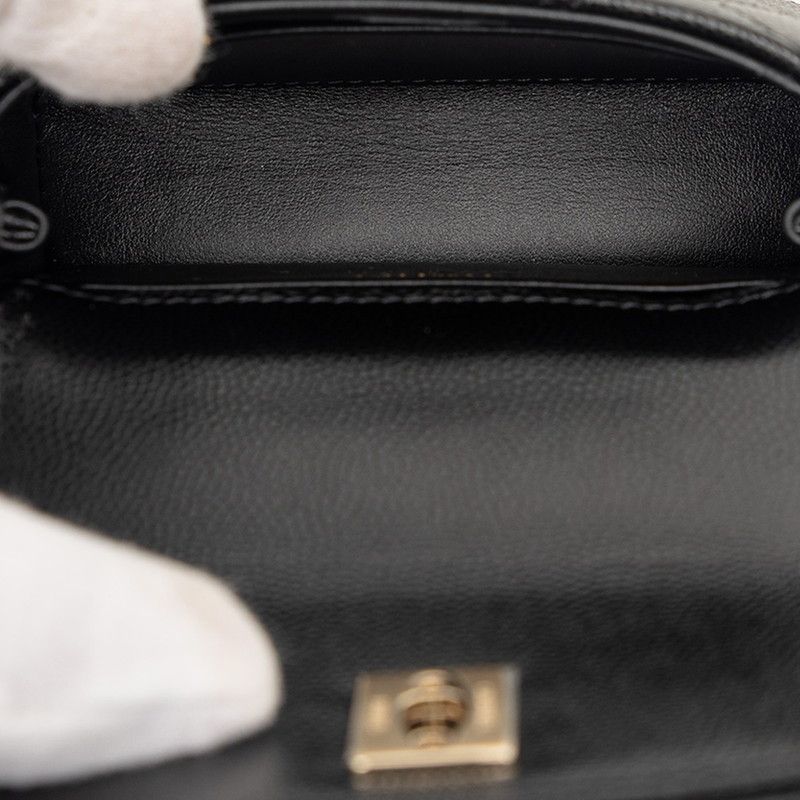 Chanel Quilted Coco Handle Micro Chain Shoulder Bag 2-Way Black Caviar Leather — view 4