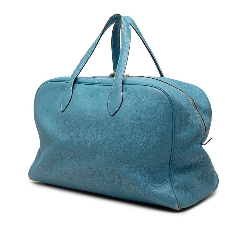 Hermes Victoria 43 Boston Bag Blue Jean Togo — view 2