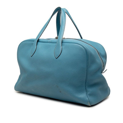 Hermes Victoria 43 Boston Bag Blue Jean Togo — view 2