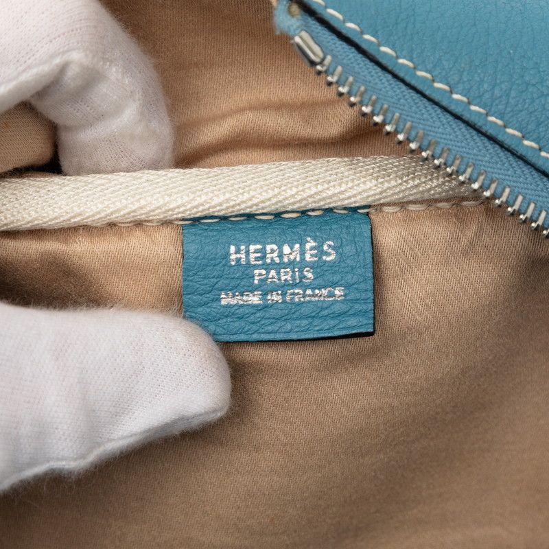 Hermes Victoria 43 Boston Bag Blue Jean Togo — view 7