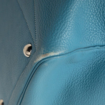 Hermes Victoria 43 Boston Bag Blue Jean Togo — view 4