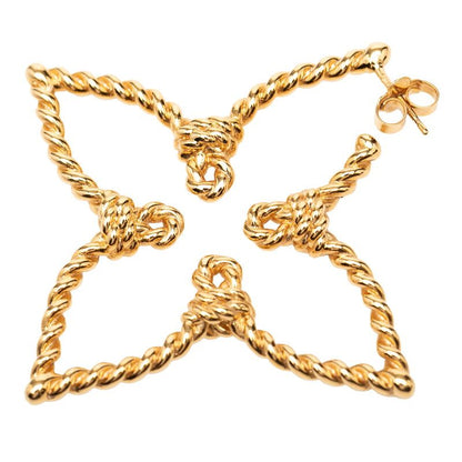 Louis Vuitton Nautical Monogram Flower Hoop Earrings Gold Plated — view 3