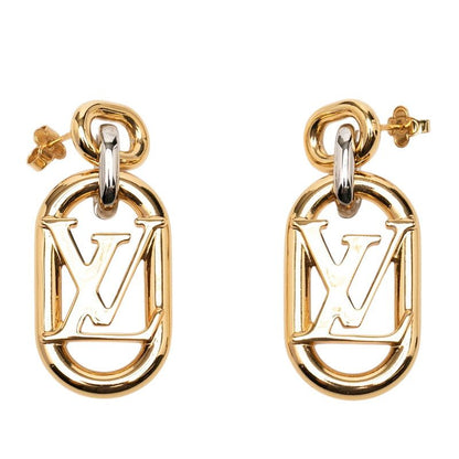 Louis Vuitton Everyday Chain LV Stud Swing Earrings Gold Silver Plated Metal