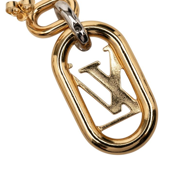 Louis Vuitton Everyday Chain LV Stud Swing Earrings Gold Silver Plated Metal — view 3
