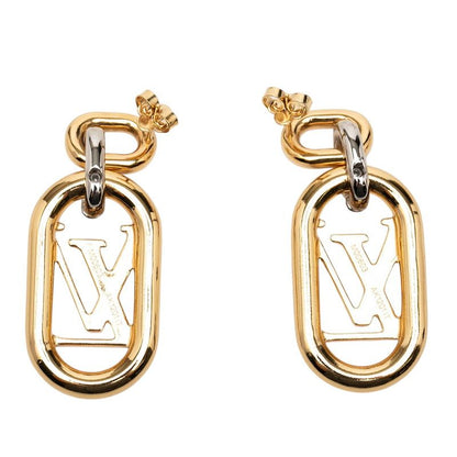 Louis Vuitton Everyday Chain LV Stud Swing Earrings Gold Silver Plated Metal — view 2