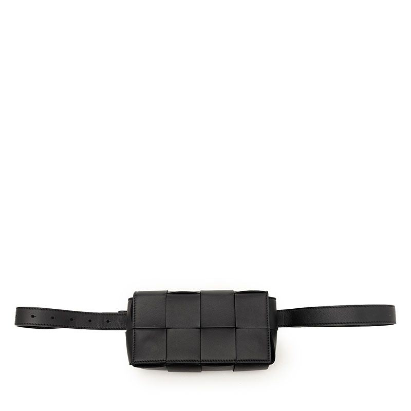 Bottega Veneta Maxi Intrecciato Cassette Belt Bag Black Leather
