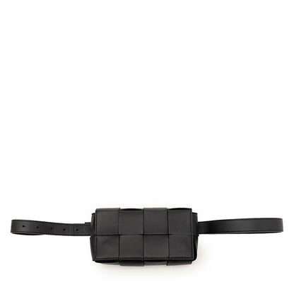 Bottega Veneta Maxi Intrecciato Cassette Belt Bag Black Leather
