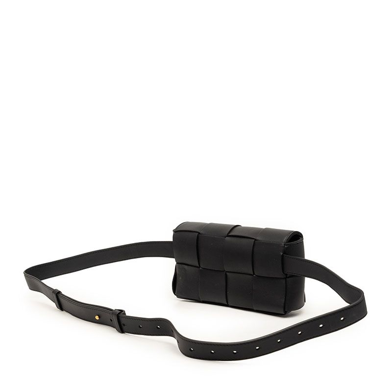Bottega Veneta Maxi Intrecciato Cassette Belt Bag Black Leather — view 2