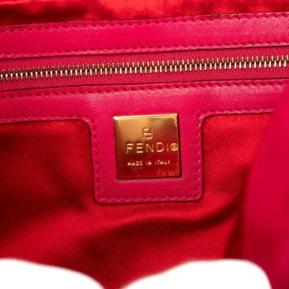 Fendi Mamma Bucket Logo Shoulder Bag Pink Suede Leather — view 5