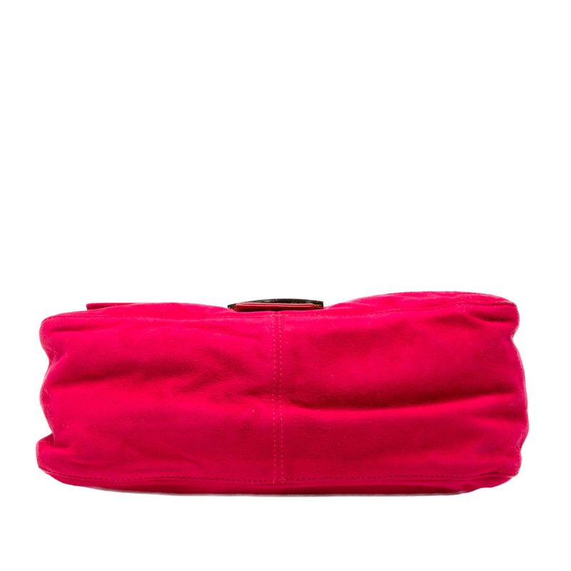 Fendi Mamma Bucket Logo Shoulder Bag Pink Suede Leather — view 3