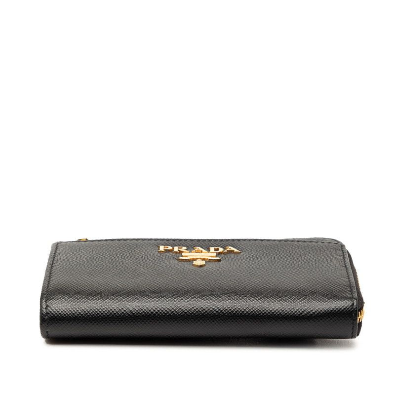 Prada Coin Case Compact Wallet Black Saffiano Leather — view 3