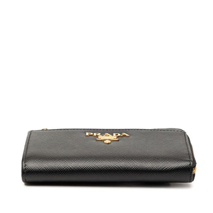 Prada Coin Case Compact Wallet Black Saffiano Leather — view 3