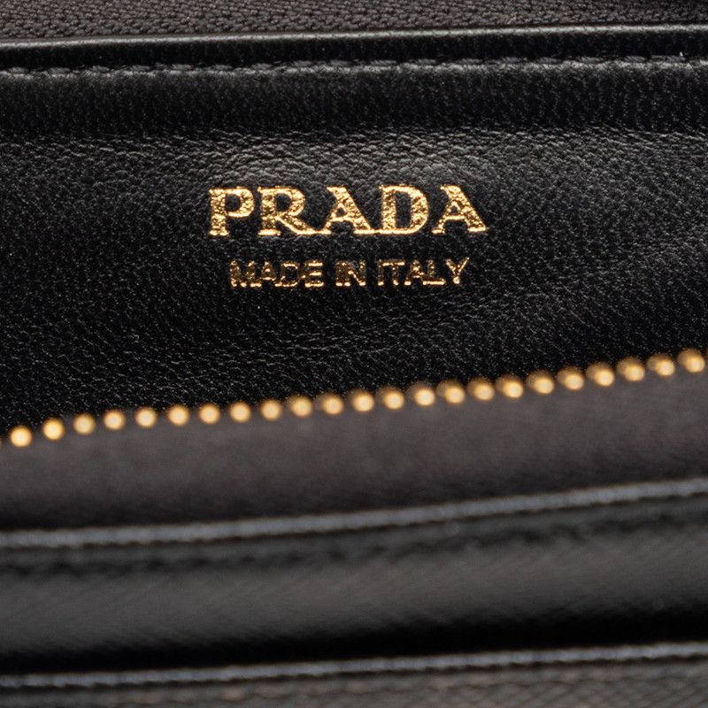 Prada Coin Case Compact Wallet Black Saffiano Leather — view 5