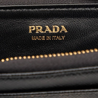 Prada Coin Case Compact Wallet Black Saffiano Leather — view 5