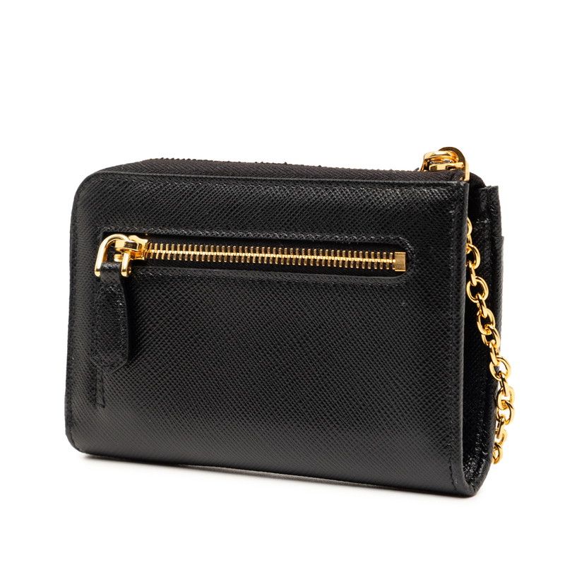 Prada Coin Case Compact Wallet Black Saffiano Leather — view 2