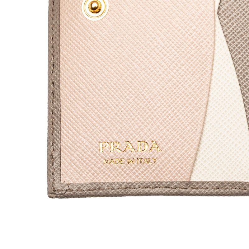 Prada Bifold Wallet Gray Multicolor Saffiano Leather — view 6