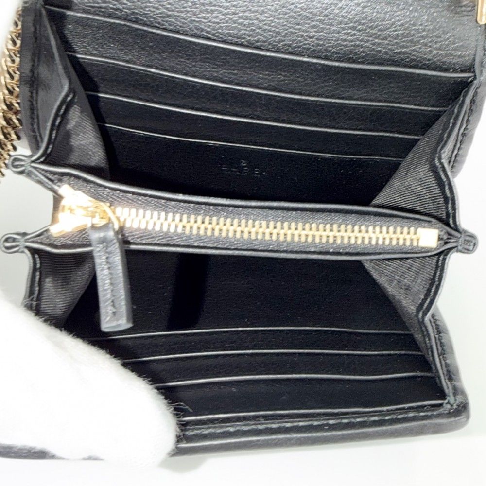Gucci Chain Wallet Blanc Di Shoulder Bag Pochette Crossbody GG Leather Black — view 4