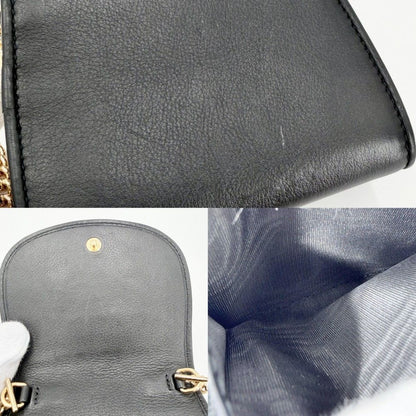 Gucci Chain Wallet Blanc Di Shoulder Bag Pochette Crossbody GG Leather Black — view 7