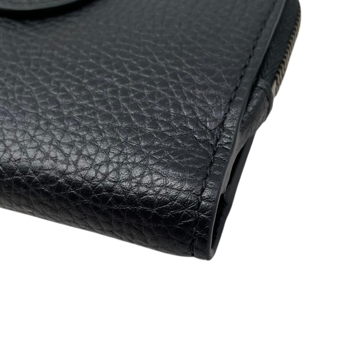 Gucci Bifold Wallet with Bamboo Double Compact Leather Black Gold — view 4