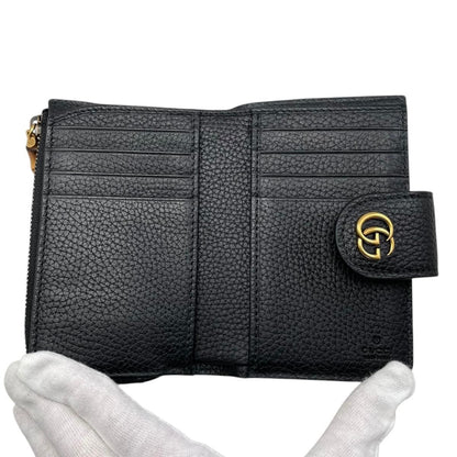 Gucci Bifold Wallet with Bamboo Double Compact Leather Black Gold — view 7