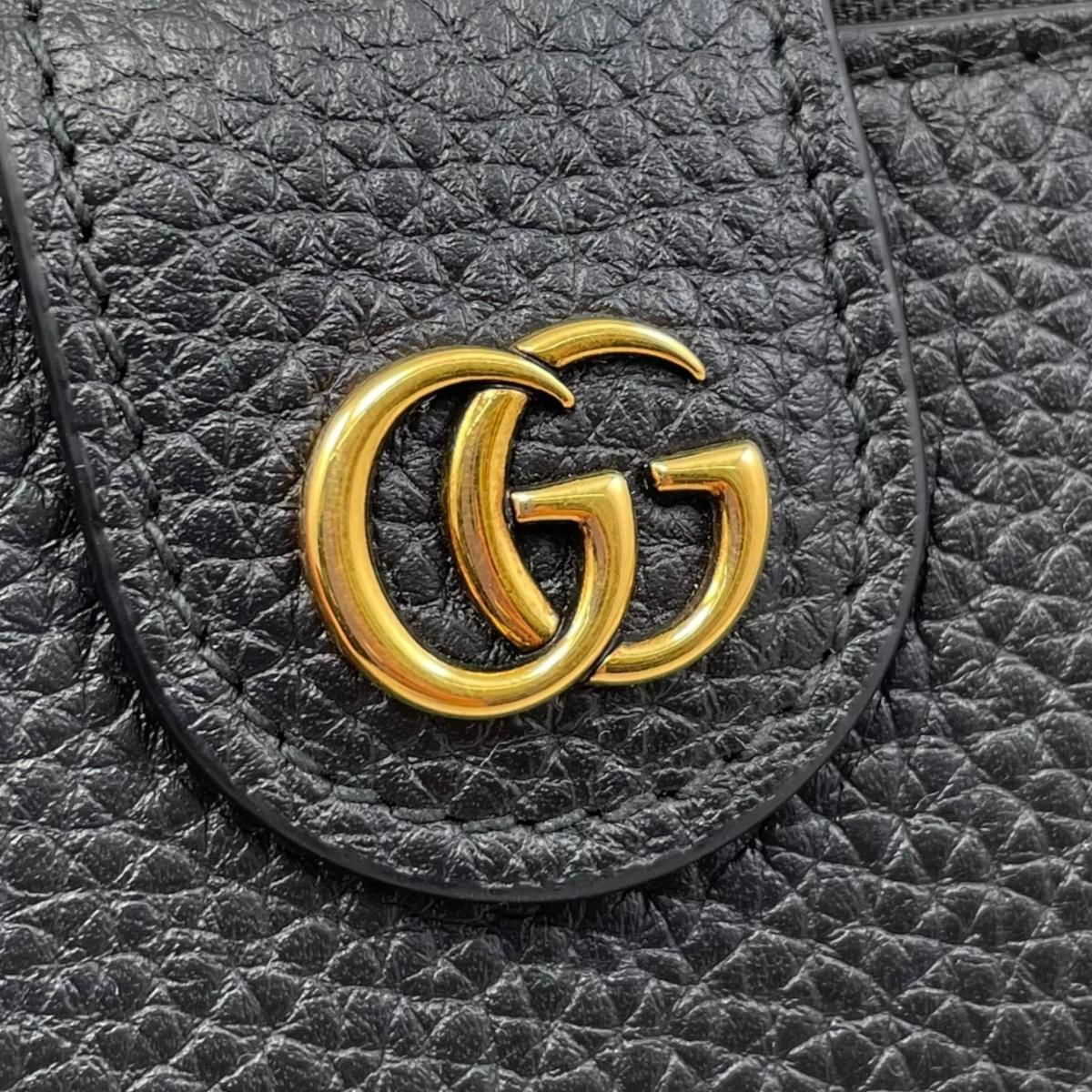 Gucci Bifold Wallet with Bamboo Double Compact Leather Black Gold — view 5