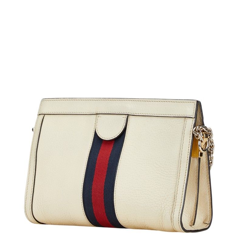Gucci Ophidia Sherry Line Chain Crossbody Shoulder Bag White Ivory Leather — view 2